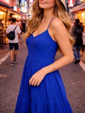 Blue Spaghetti Strap Dress